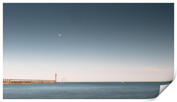 Littlehampton West Pier and Moon Print by Mark Jones