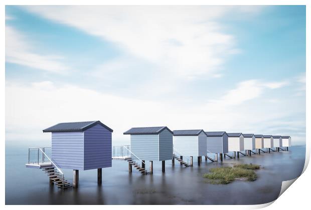 Osea Beach Huts Print by Mark Jones