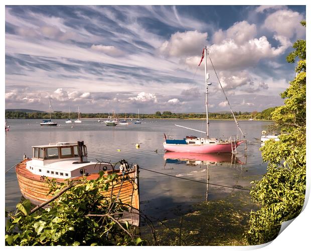 Boats in Chichester Channel Print by Mark Jones