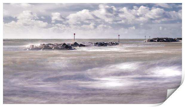 Coastal Defences at Elmer Beach Print by Mark Jones