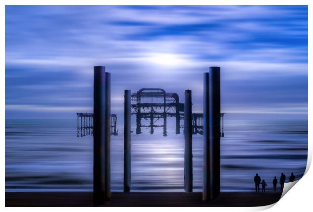 West Pier Moonlit Print by Mark Jones