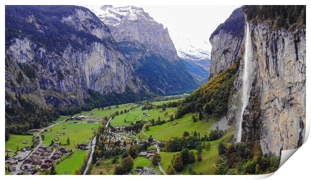 Lauterbrunnen in Switzerland - a wonderful village in the Swiss  Print by Erik Lattwein