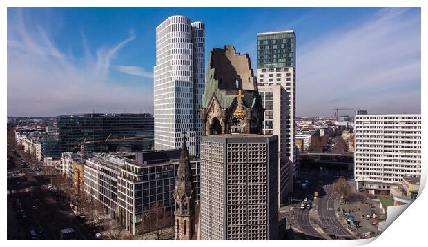 Famous Kaiser Wilhelm Memorial Church in Berlin Print by Erik Lattwein