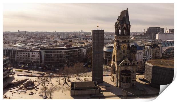 Famous Breitscheidplatz Square Berlin with Kaiser Wilhelm Memorial Church Print by Erik Lattwein