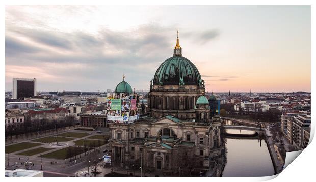 Famous Berlin Cathedral in the city center - aerial view Print by Erik Lattwein