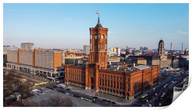 Famous Red City Hall of Berlin - aerial view Print by Erik Lattwein