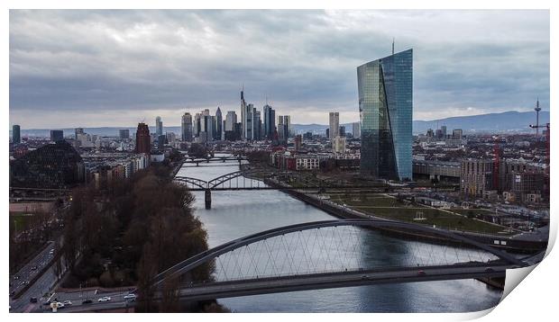 European Central Bank and financial district in Frankfurt Print by Erik Lattwein