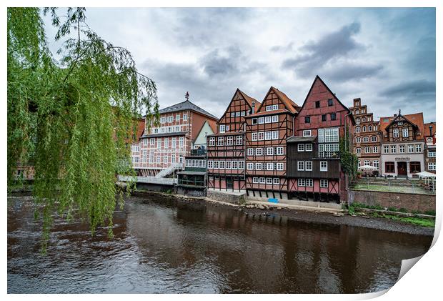 Beautiful old buildings in the historic city of Luneburg Germany - CITY OF LUENEBURG, GERMANY - MAY 10, 2021 Print by Erik Lattwein