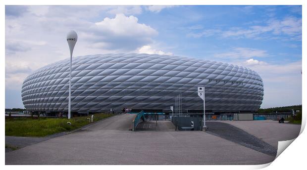 Famous Allianz Arena stadium in Munich - Home of famous soccer club FC Bayern Muenchen - MUNICH, GERMANY - JUNE 03, 2021 - CITY OF MUNICH, GERMANY - JUNE 03, 2021 Print by Erik Lattwein