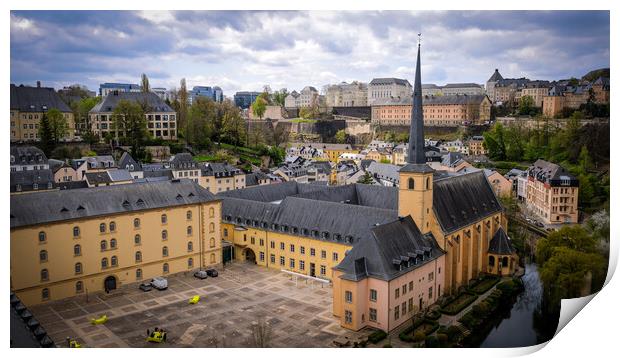 Neumunster Abbey in the historic city center of Luxemburg Print by Erik Lattwein