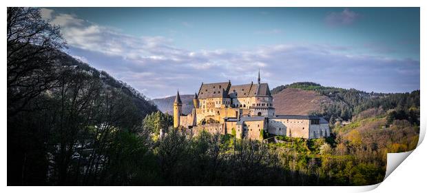 Ancient Vianden Castle in Luxemburg Print by Erik Lattwein