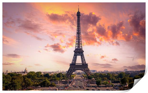 Famous Eiffel Tower in Paris - most famous landmark in the city Print by Erik Lattwein