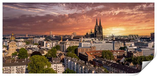 City of Cologne Germany from above with its famous cathedral - C Print by Erik Lattwein