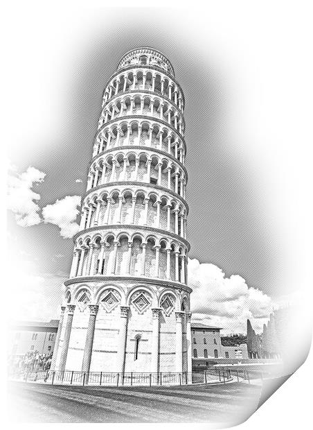 The famous tower of Pisa - important landmark in Tuscany Print by Erik Lattwein