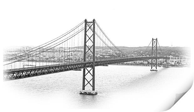 Most famous Bridge in Lisbon Bridge of 25th of April Print by Erik Lattwein