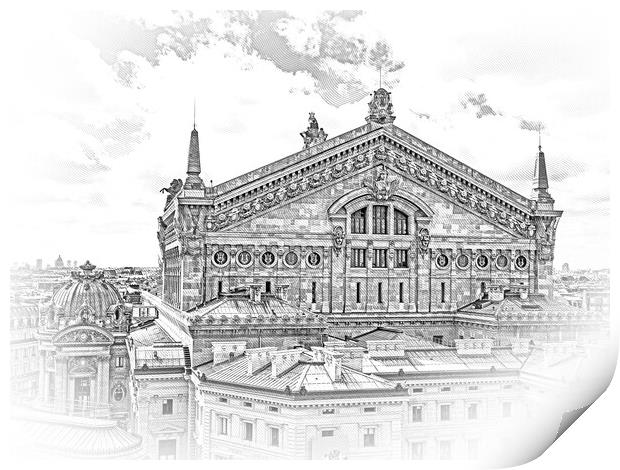 Opera Garnier in the city of Paris Print by Erik Lattwein