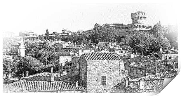 Over the rooftops of Volterra - a beautiful village in the Tusca Print by Erik Lattwein