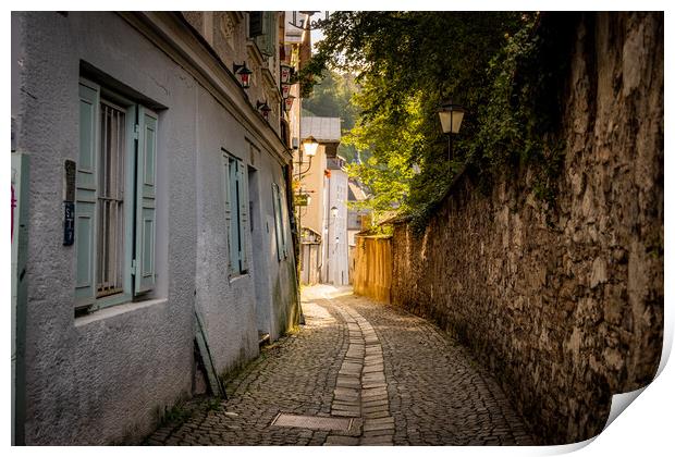 Small lanes in the old town of Salzburg Print by Erik Lattwein