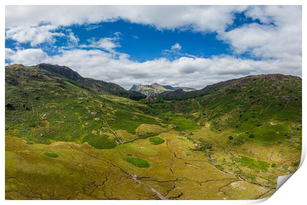 The amazing landcape of the Lake District National Park - aerial view from above Print by Erik Lattwein