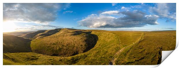 Wonderful panoramic view over the landscape of Peak District at Snake Pass Print by Erik Lattwein