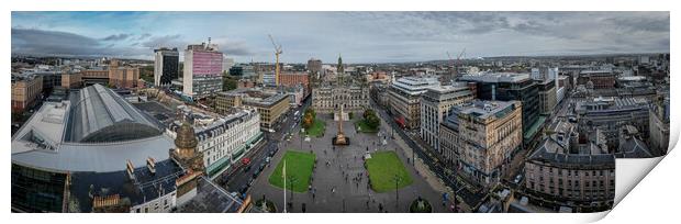 Panoramic view over the city centre of Glasgow with George Square Print by Erik Lattwein