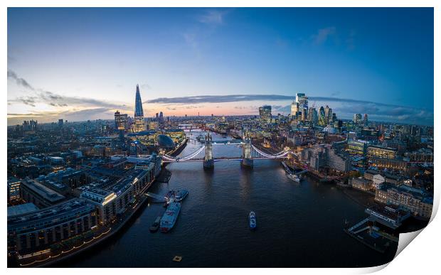 London with River Thames and Tower Bridge  Print by Erik Lattwein