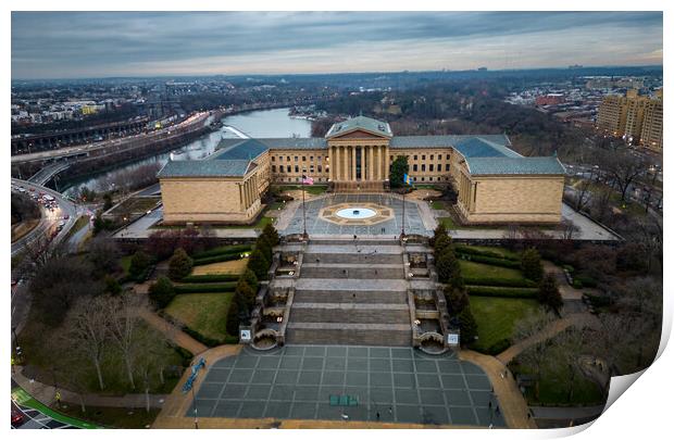 Art Museum Philadelphia - aerial view - travel photography Print by Erik Lattwein
