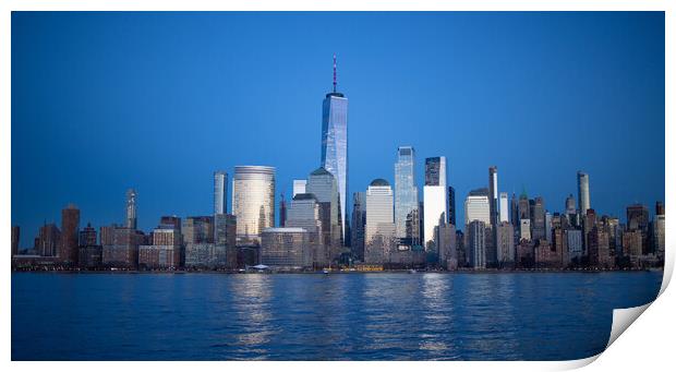 Evening view over the skyline of Manhattan - travel photography Print by Erik Lattwein