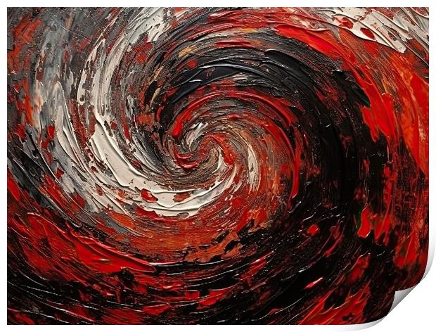Abstract spiral in red and black Print by Erik Lattwein