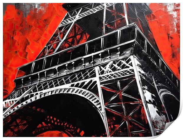 Eiffel Tower Paris - abstract painting Print by Erik Lattwein