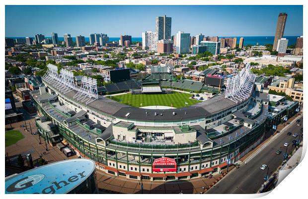 Wrigley Field Baseball stadium Chicago - home of the Chicago Cubs - CHICAGO, USA - JUNE 06, 2023 Print by Erik Lattwein