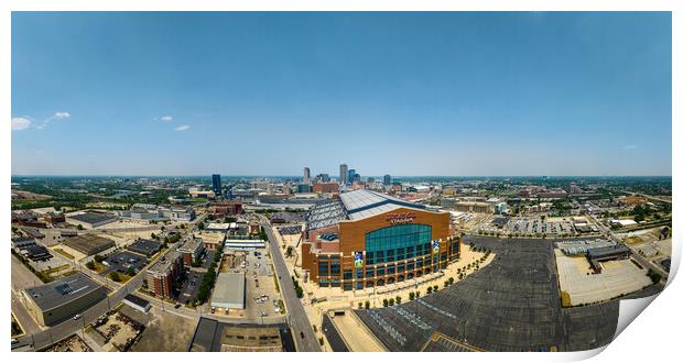 Lucas Oil Stadium in Indianapolis - panoramic aerial view - INDIANAPOLIS, USA - JUNE 08, 2023 Print by Erik Lattwein