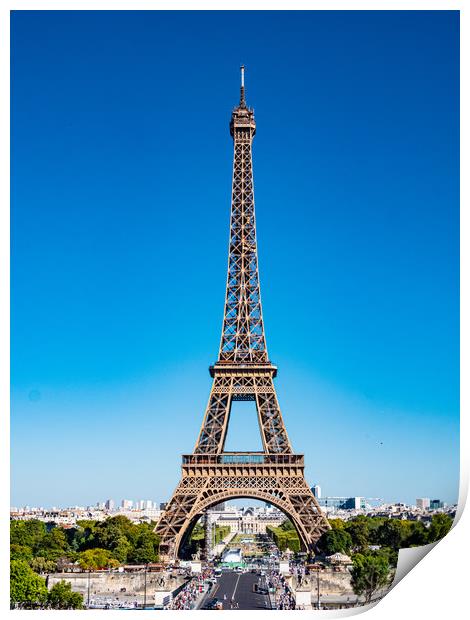 Eiffel Tower in Paris - view from Trocadero Print by Erik Lattwein