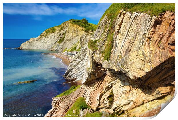 Zumaya Flysch Cliffs, Gipuzkoa - CR2106-5674-GLA Print by Jordi Carrio