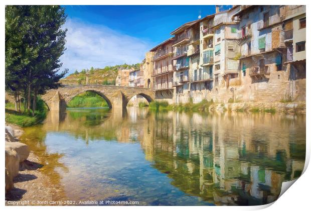 Matarranya River as it passes through Valderrobles, Aragon - Pic Print by Jordi Carrio
