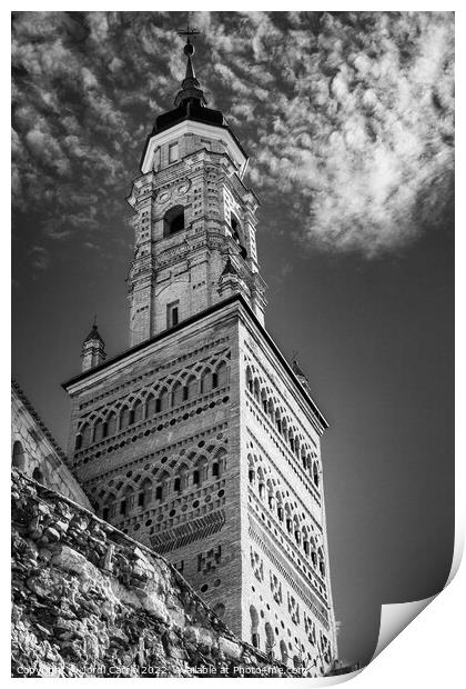 Mudejar style tower, Aragon, Spain - Black and White Edition  Print by Jordi Carrio