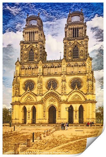 Beautiful facade of the Orléans cathedral - CR2304 Print by Jordi Carrio