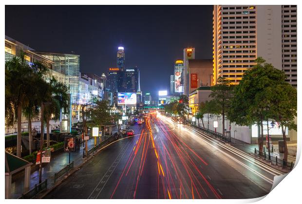    Ratchadamri Road at night. Bangkok, Thailand Print by Svetlana Radayeva