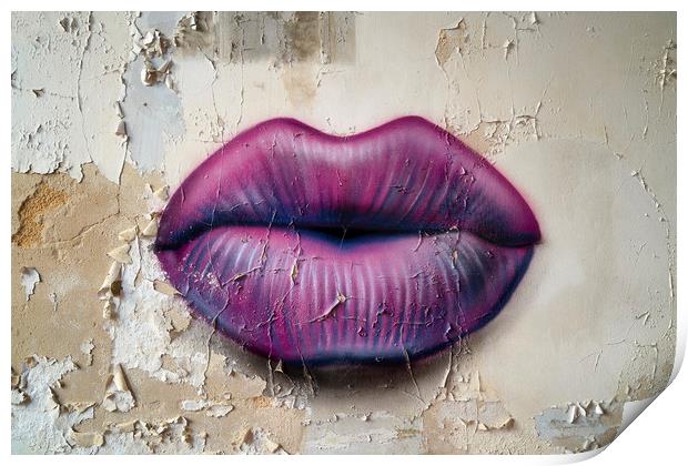 Lips on the Wall Print by Roman Robroek
