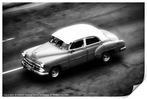 Classic Car in Havana, Cuba Print by Simon Marlow
