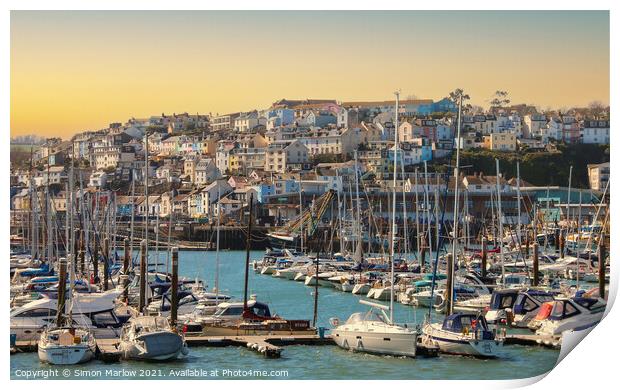 Sunrise in Brixham Print by Simon Marlow