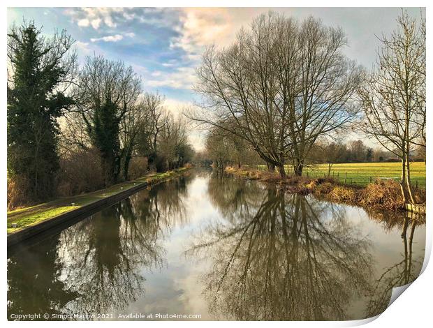 Autumn reflections on the Kennet and Avon Canal Print by Simon Marlow