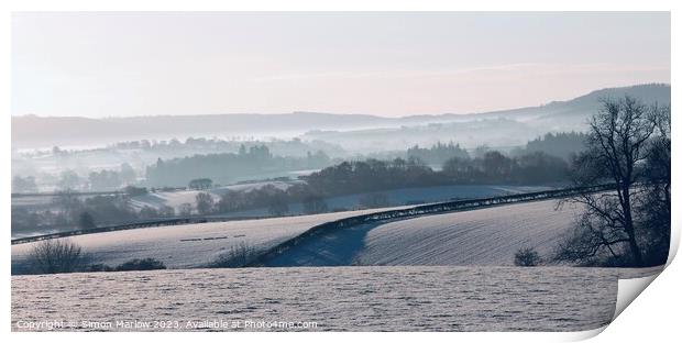 Shropshire Winter Landscape Print by Simon Marlow