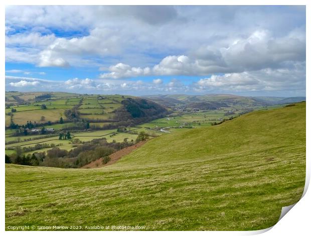Majestic view of Offas Dyke Print by Simon Marlow