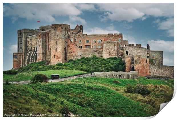 Majestic Bamburgh Castle Print by Simon Marlow