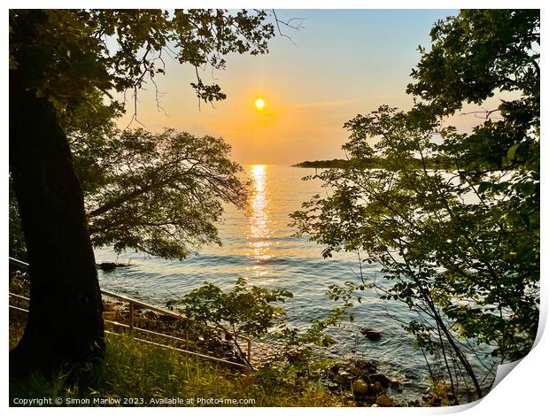 Beautiful sunset in Porec, Croatia Print by Simon Marlow