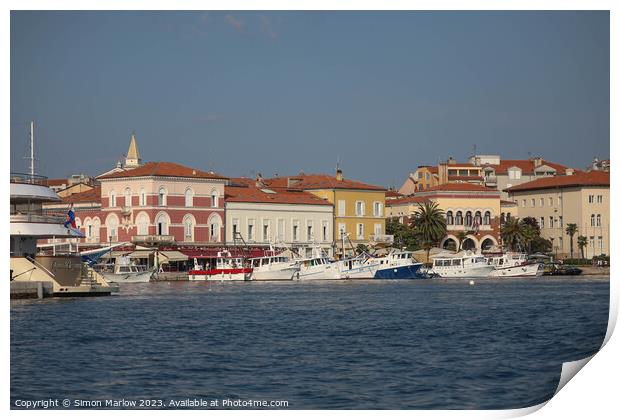 The stylish houses at the waterfront of Rovinj in  Print by Simon Marlow