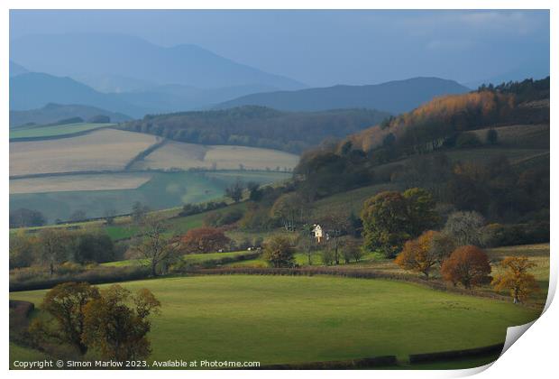 Beautiful Autumn Scene in South Shropshire Print by Simon Marlow