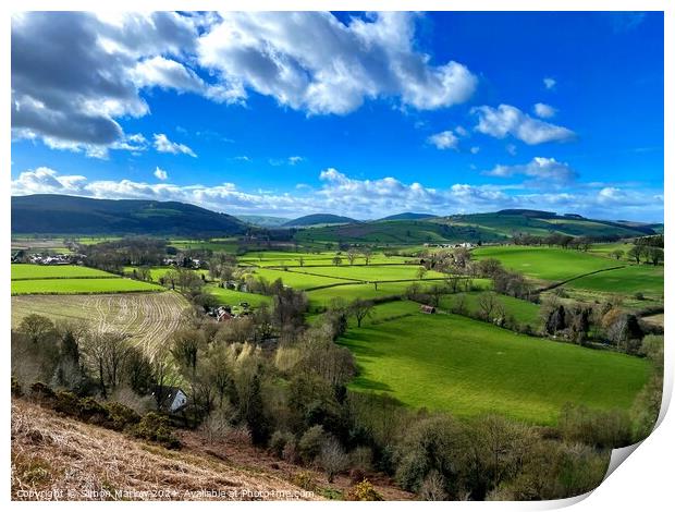 Springtime in the Clun Valley Print by Simon Marlow
