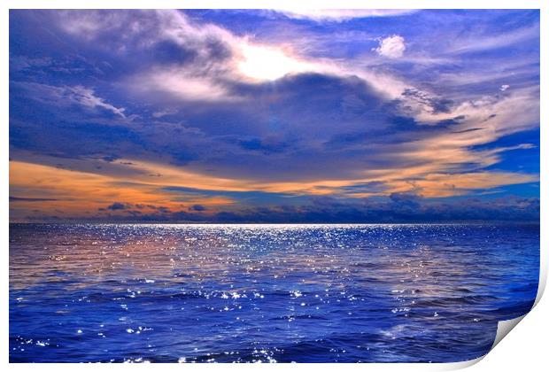 Serene Sunset on Borneo Beach Print by Simon Marlow